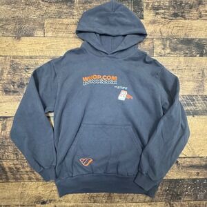 WHOP COM Graphic Hoodie Mens L Gray USA Cotton Heavy Fleece Sweatshirt Pullover